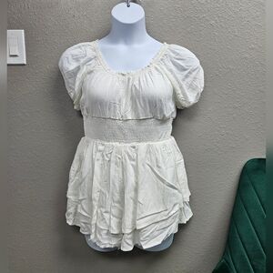 Heyson Ruffle Romper - Off White - Medium